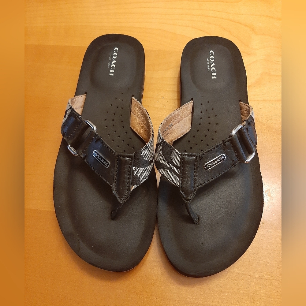 Coach Black and Gray Flip-Flops